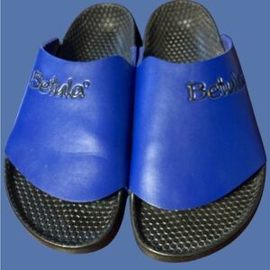 Blue and Black Birkenstock Betula Slides excellent used condition 39.5/W 8.5-9